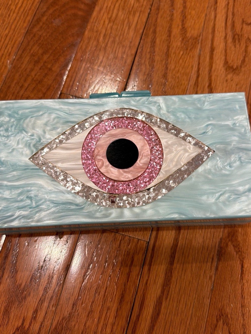 Urban Expressions Light Blue Marbled Acrylic Clutch